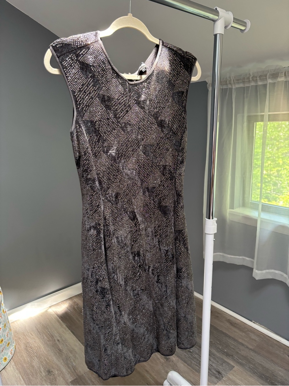 Giorgio Armani Black Patterned Sleeveless Midi Dress